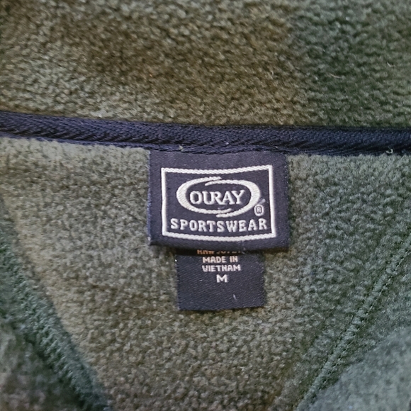 Ouray Fleece Green Keystone LOGO 1/4 Zip Pockets Fleece Pullover Mens Medium - Picture 4 of 8